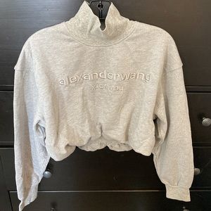 Alexander Wang cropped gray mock neck sweatshirt S